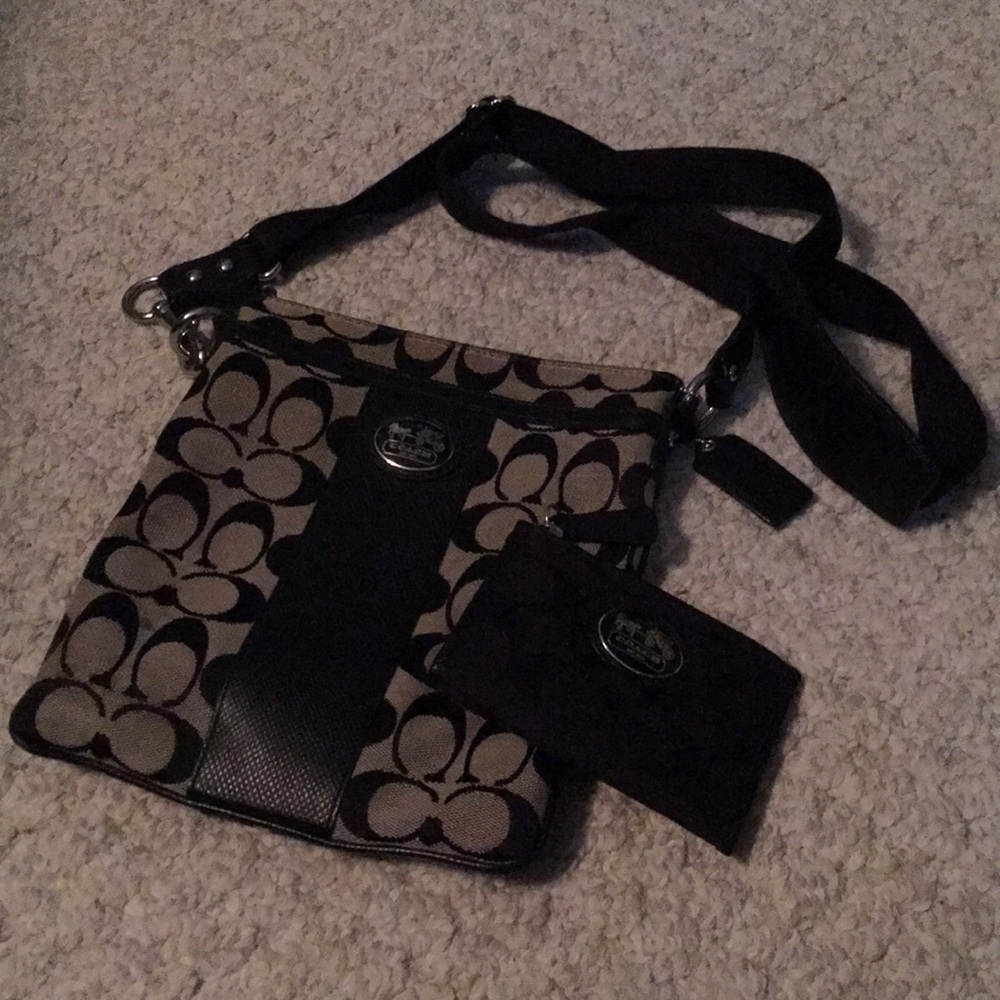 Black Coach Crossbody with Black Wallet